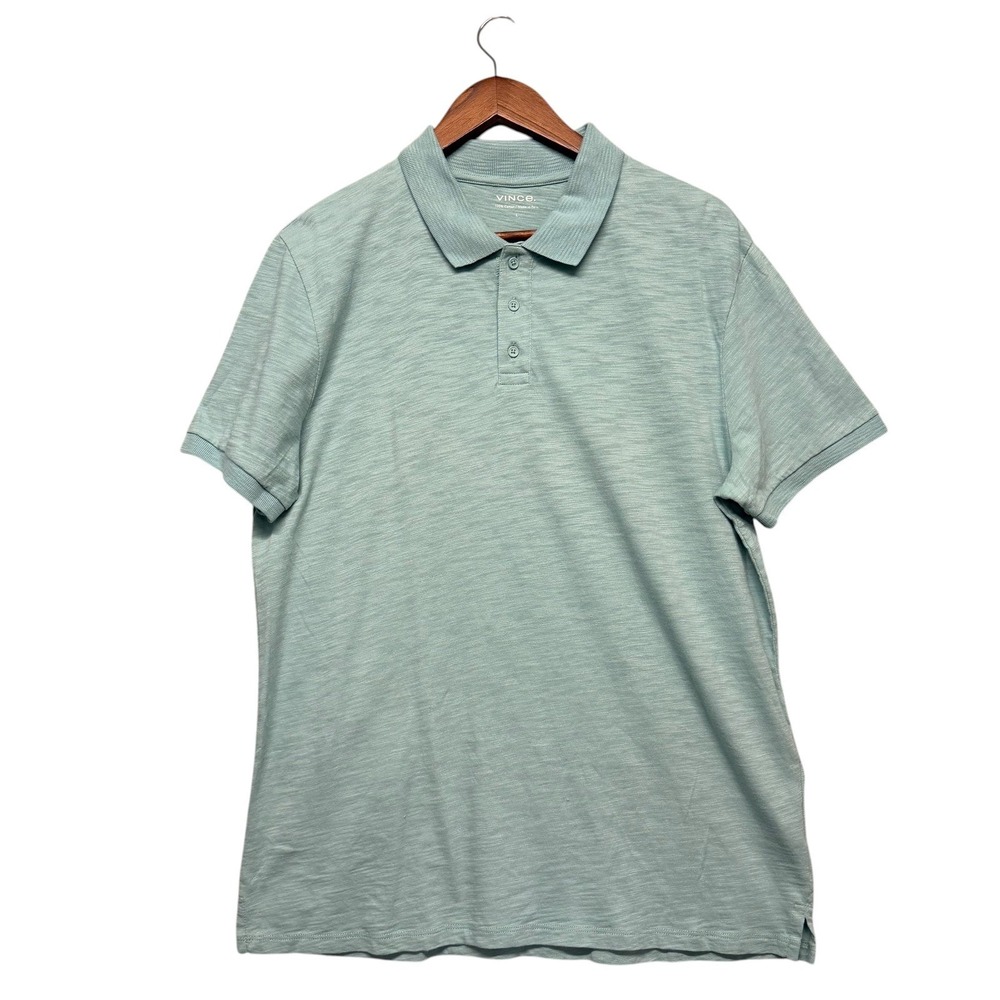 Vince Polo Shirt Mens L Seafoam Green Slub‎ Cotton Short Sleeve Stretch Outdoor